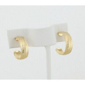 14k Yellow Gold Textured Hoop Earrings 5/8" Hoops